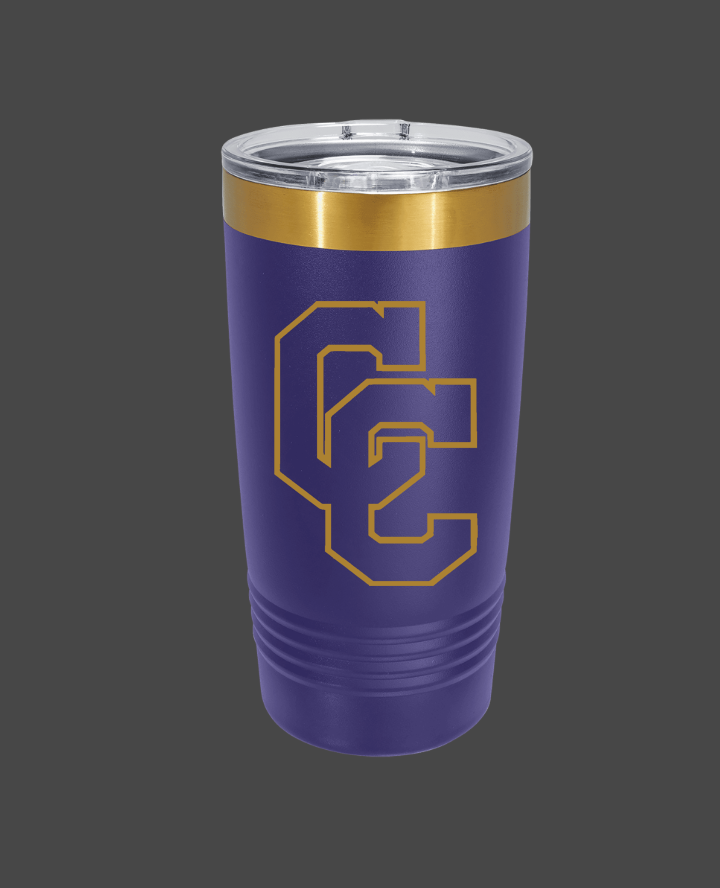 Campbell County Purple and Gold 20 oz Tumbler CC OUTLINE