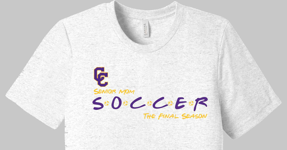 CCHS Soccer Senior Mom Bella+Canvas White Fleck Tri-blend