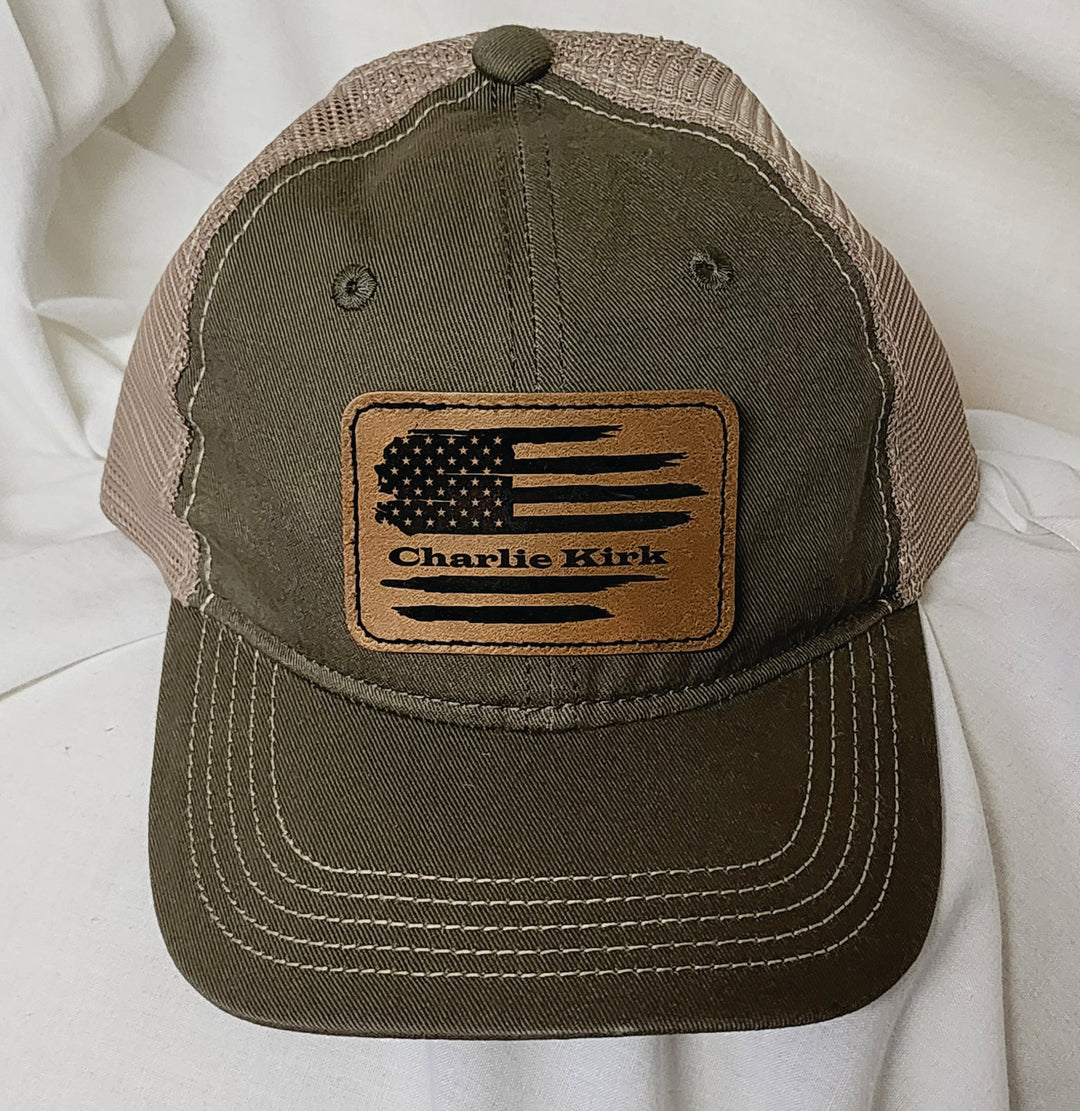 Cap with leather patch