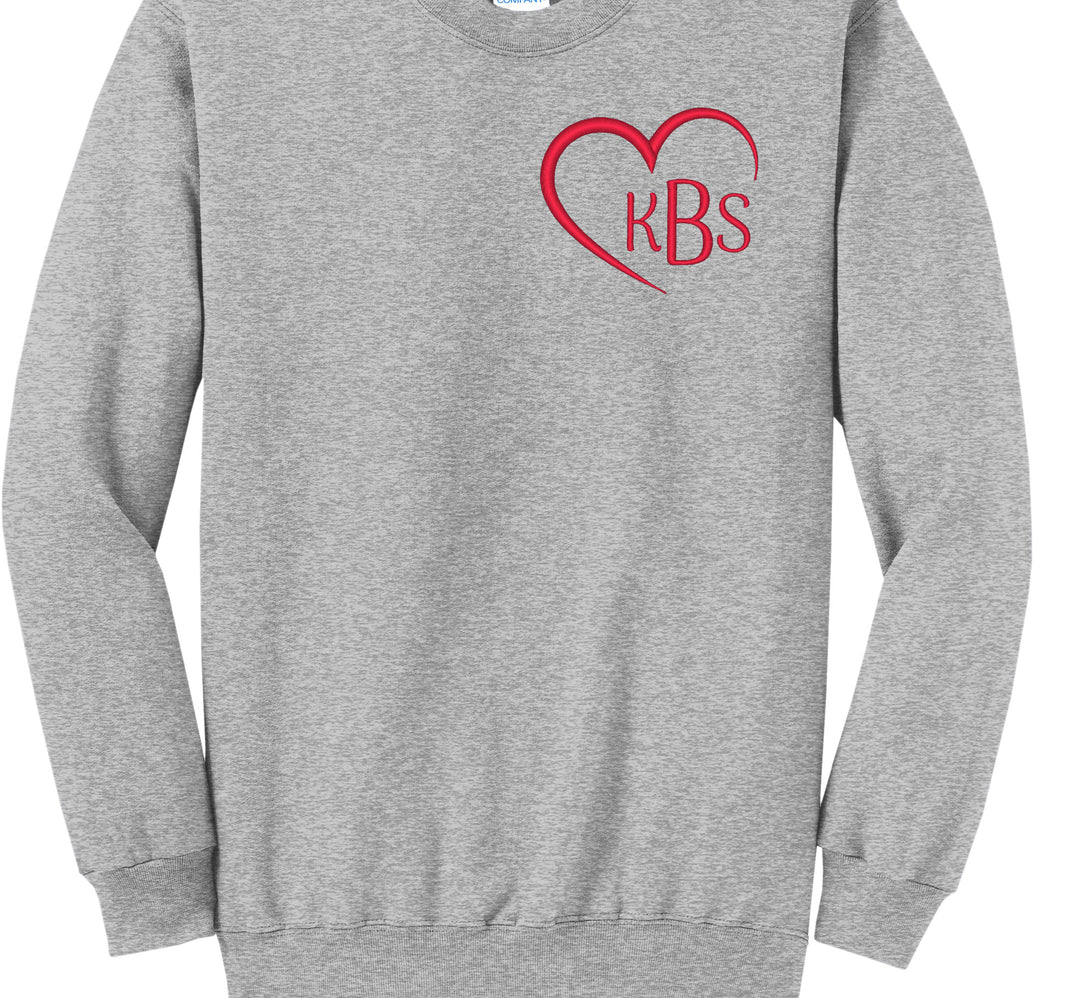 Valentines Day Embroidered Monogram Crew neck Gray