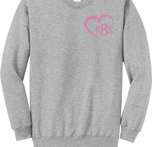 Valentines Day Embroidered Monogram Crew neck Gray