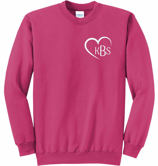 Valentines Day Embroidered Monogram Crew neck Sangria