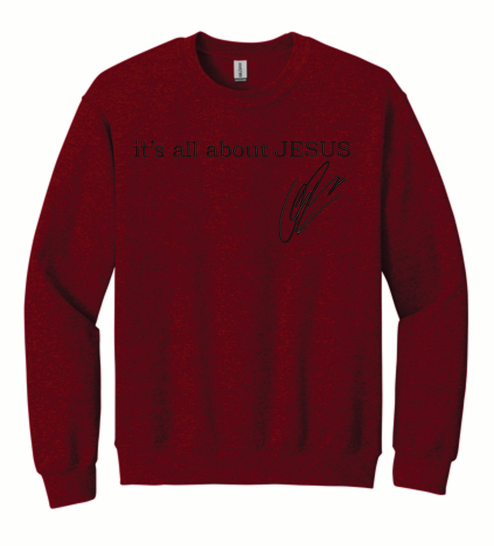 it's all about JESUS Embroidered Gilden Crew Neck