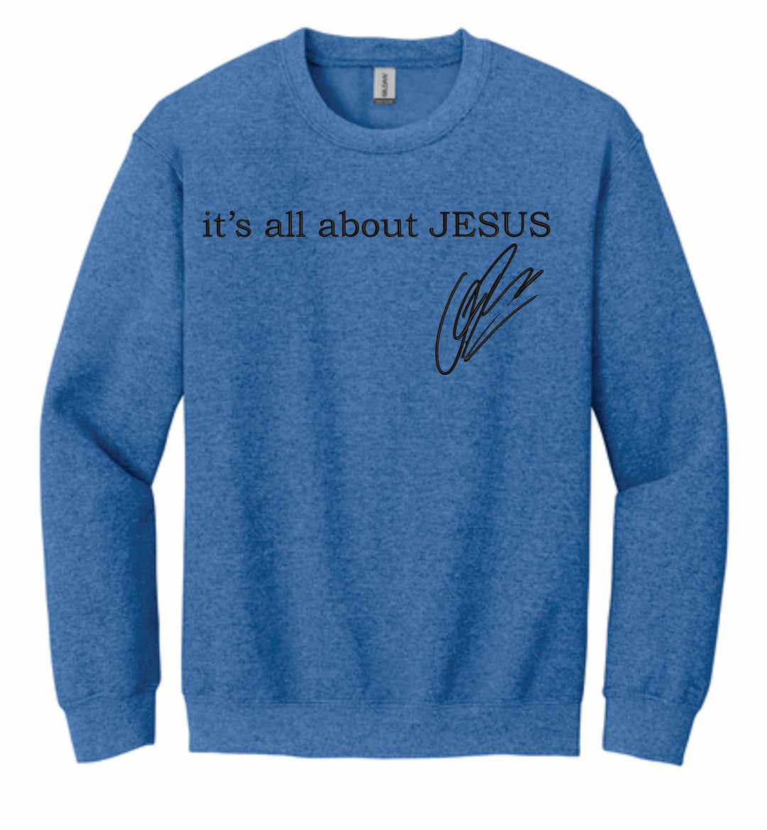 it's all about JESUS Embroidered Gilden Crew Neck