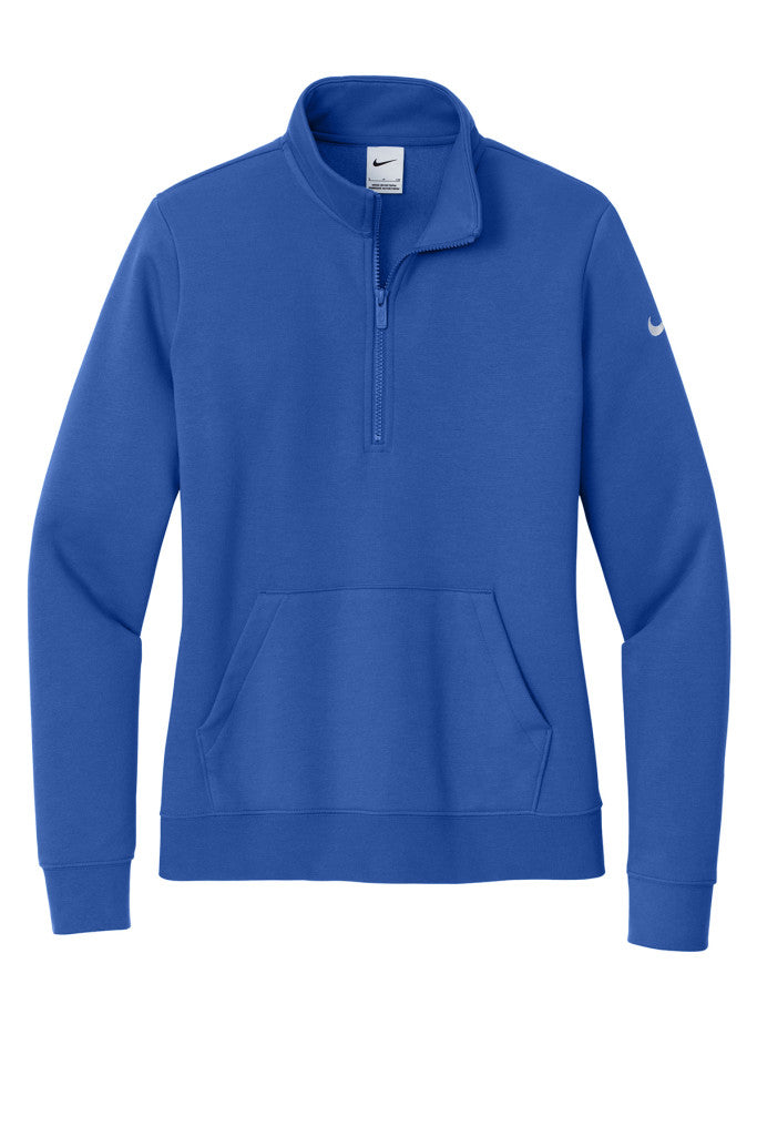 Nike Women's Club Fleece Sleeve Swoosh 1/2-Zip Lighthouse - B