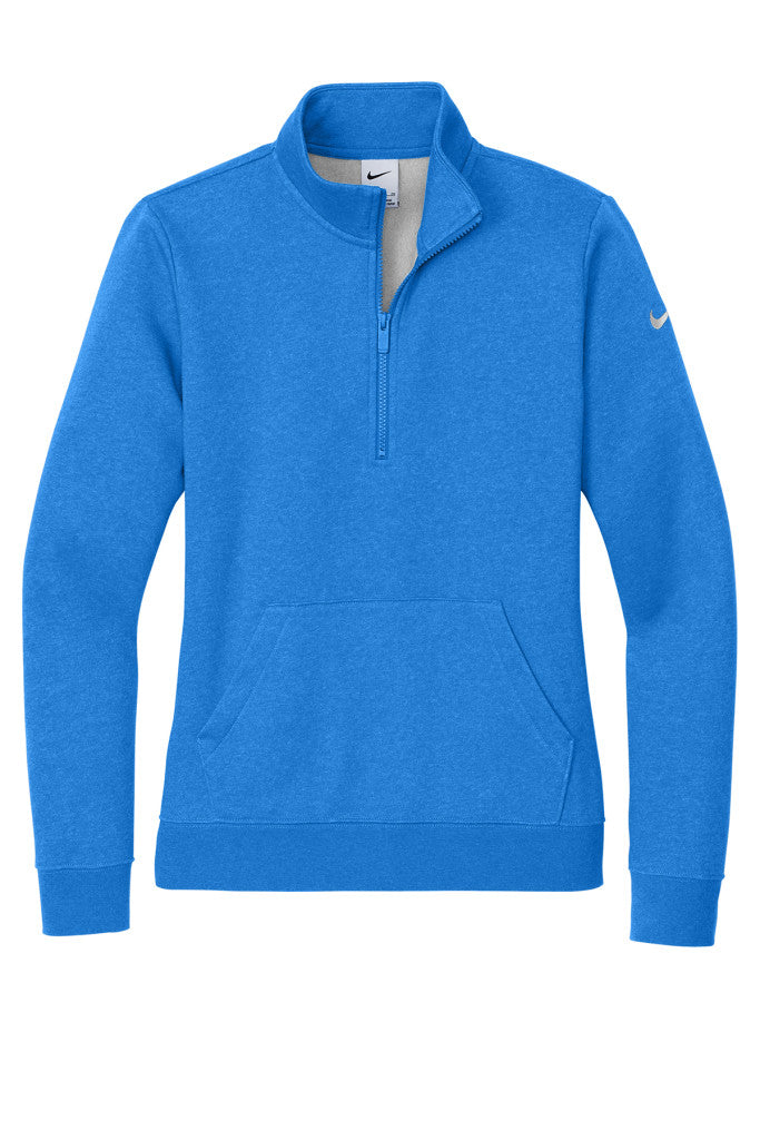 Nike Women's Club Fleece Sleeve Swoosh 1/2-Zip Lighthouse - B