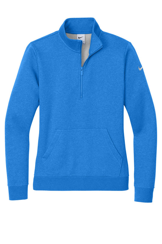 Nike Women's Club Fleece Sleeve Swoosh 1/2-Zip Lighthouse - B