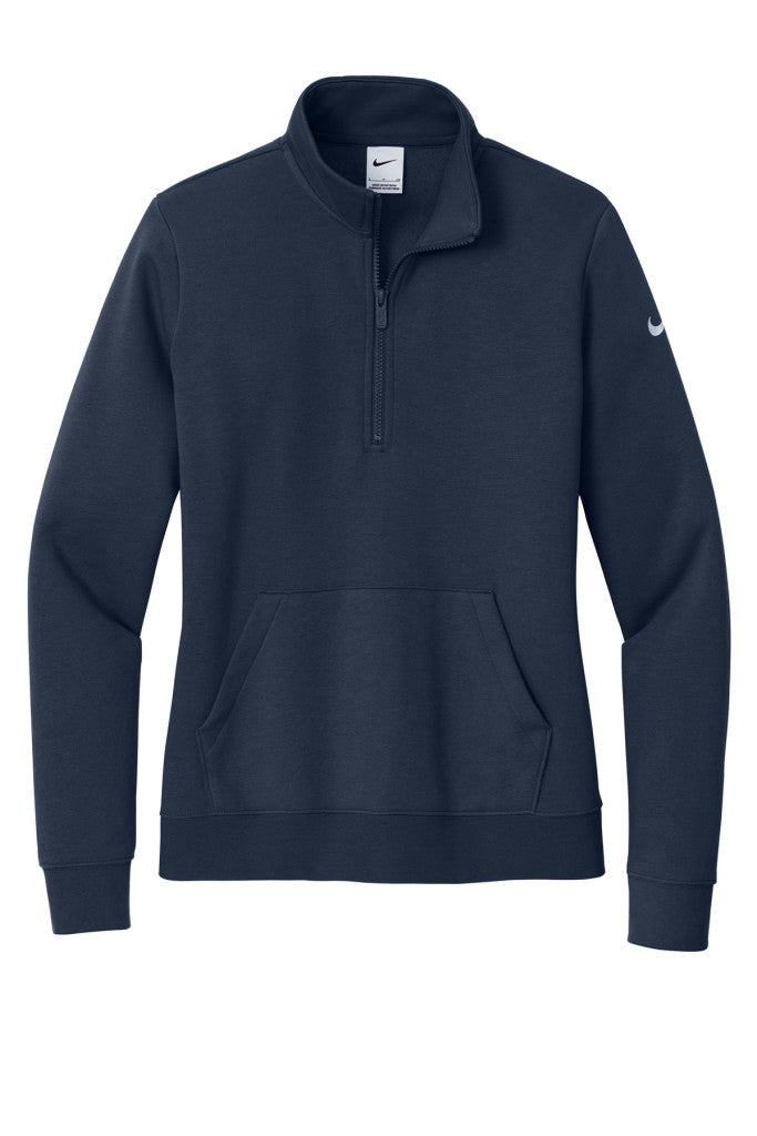 Nike Women's Club Fleece Sleeve Swoosh 1/2-Zip Lighthouse - B