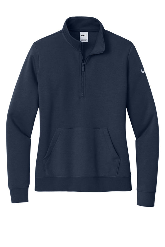 Nike Women's Club Fleece Sleeve Swoosh 1/2-Zip Lighthouse - B